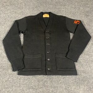 Vintage Lam Knit Sweater Womens Small Black Wool Varsity‎ School 50s Retro USA